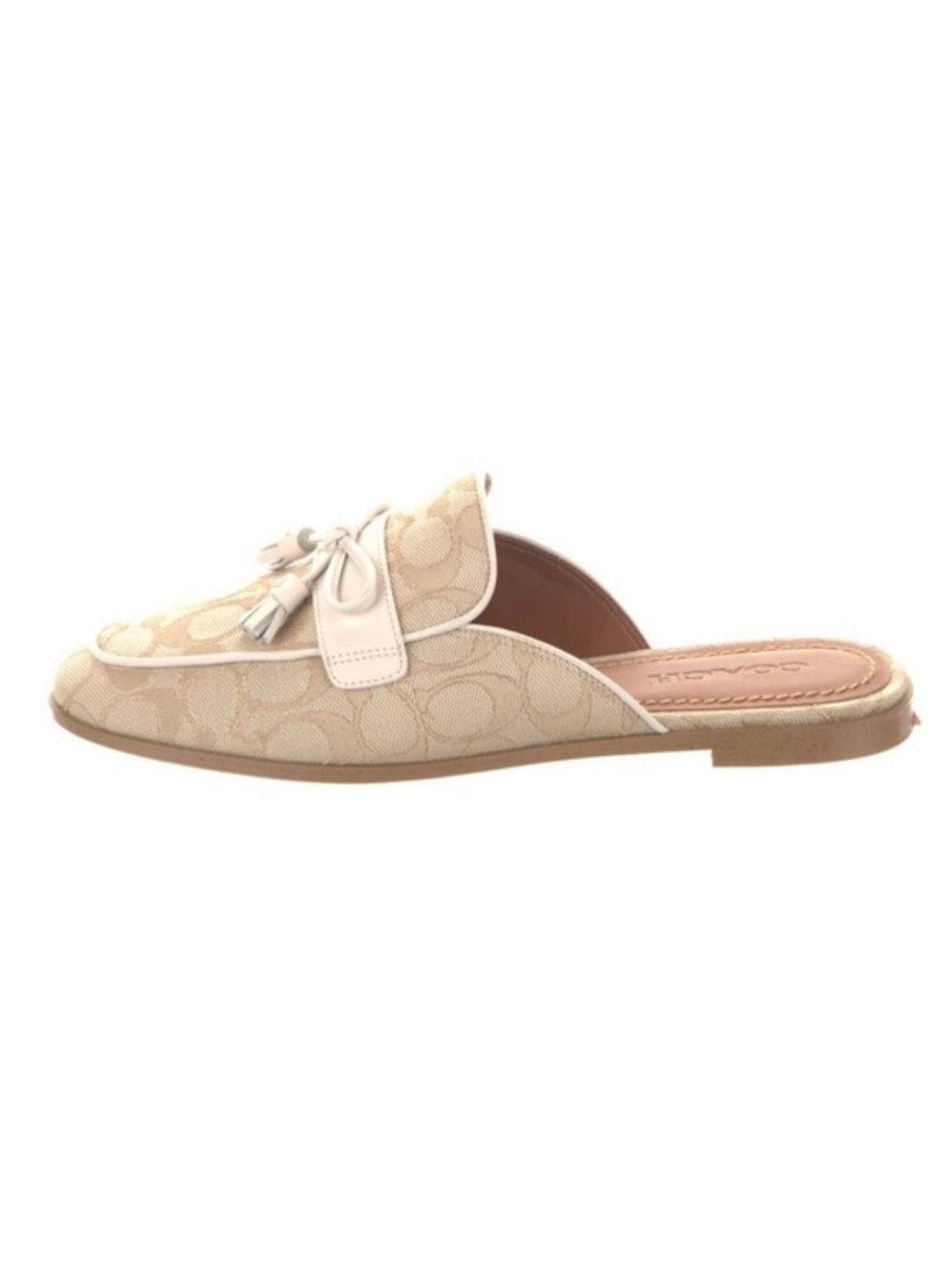 Coach Beige Signature Canvas Tassel Mule
